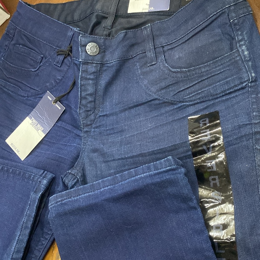 NWT BLEULAB Reversible Five Pocket Straight Jean denim pant blue black